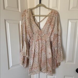 12th Tribe Bohemian Beige and Brown Women's Swing Dress